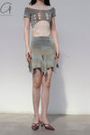 RUI segment dyeing lit low -waist short skirt RSS23KN05 dawn yellow and blue gradient